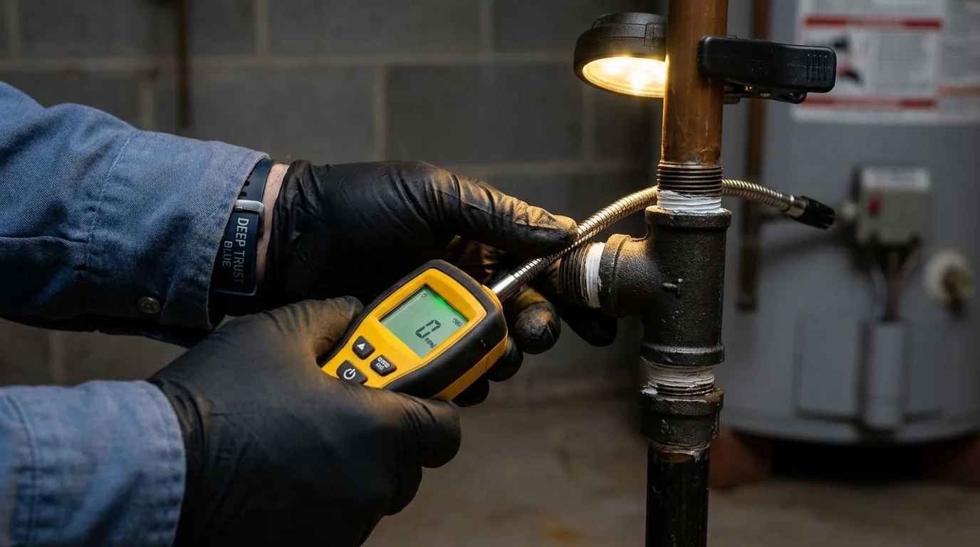 Gas leak detection with electronic sniffer by Johns Plumbing LLC in Hamtramck